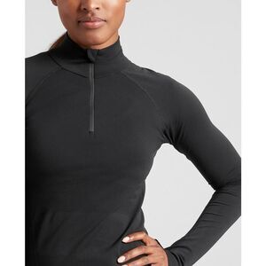 Athleta Women's Momentum Seamless 1/2 Zip Pullover Activewear Top Black Sz XL